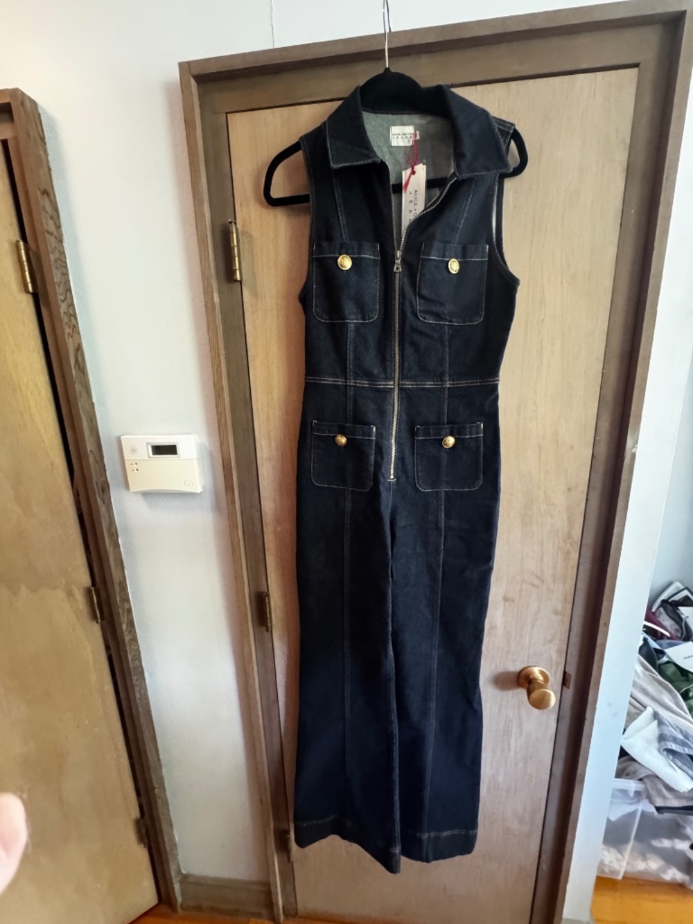 Alice + Olivia Sleeveless Denim Jumpsuit Sz 28 - Picture 8 of 10